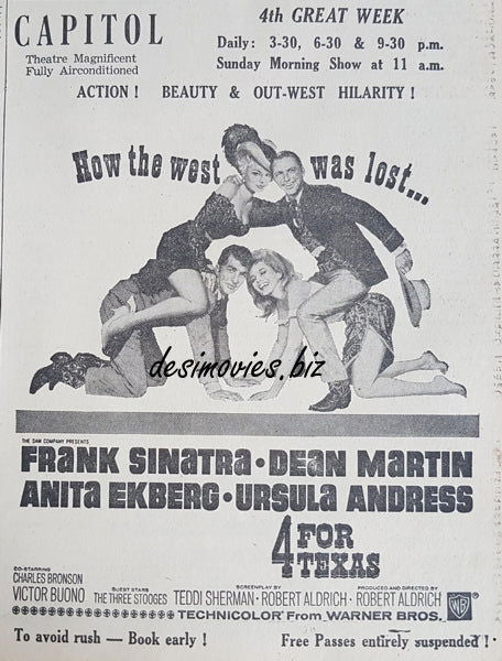 4 For Texas (1969) Press Ad, Karachi 1969