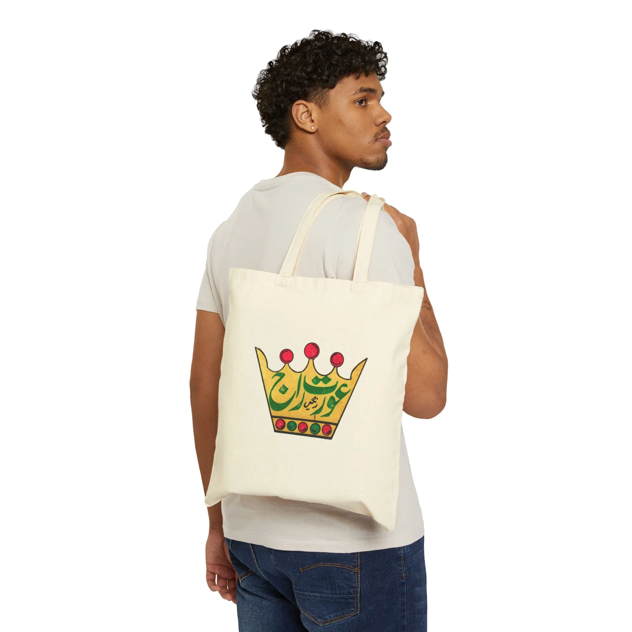 Aurat Raj Canvas Tote — Bold Feminist Crown Print Cotton Tote Bag - Image 3