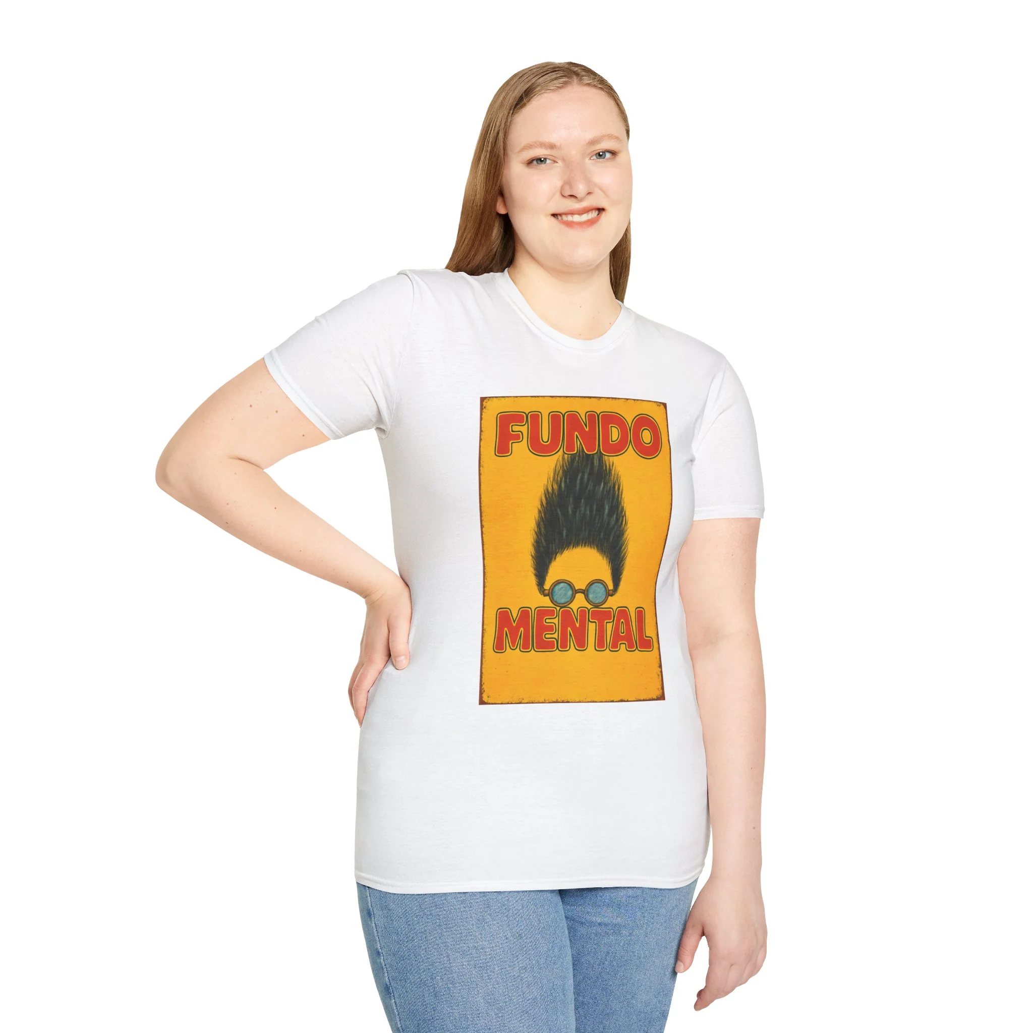 Graphic T-Shirt — "Fundo Mental" Retro Portrait + Palestinian Flag Watermelon Back Art - Image 8