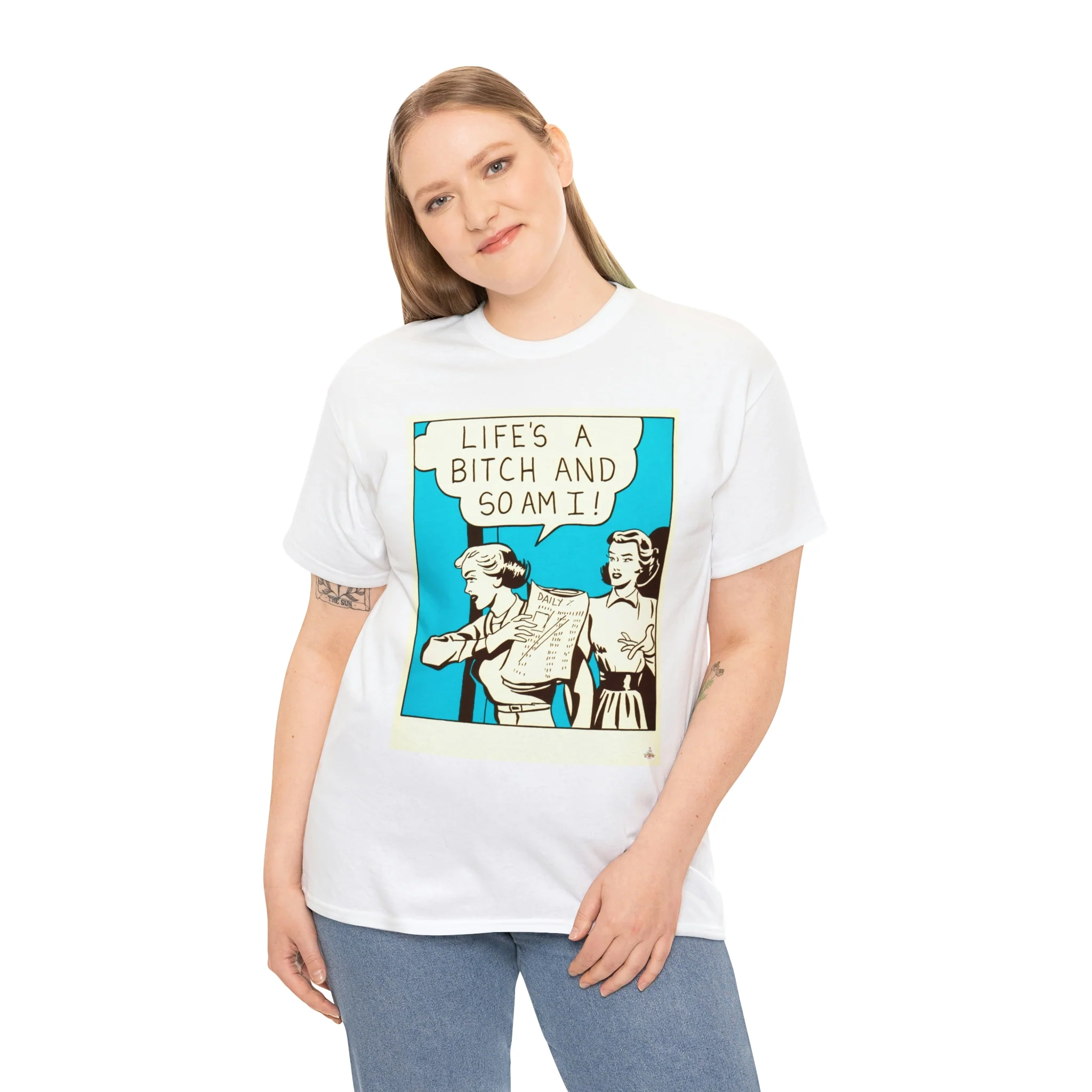 Life's A Bitch - Unisex Heavy Cotton Tee - Image 4