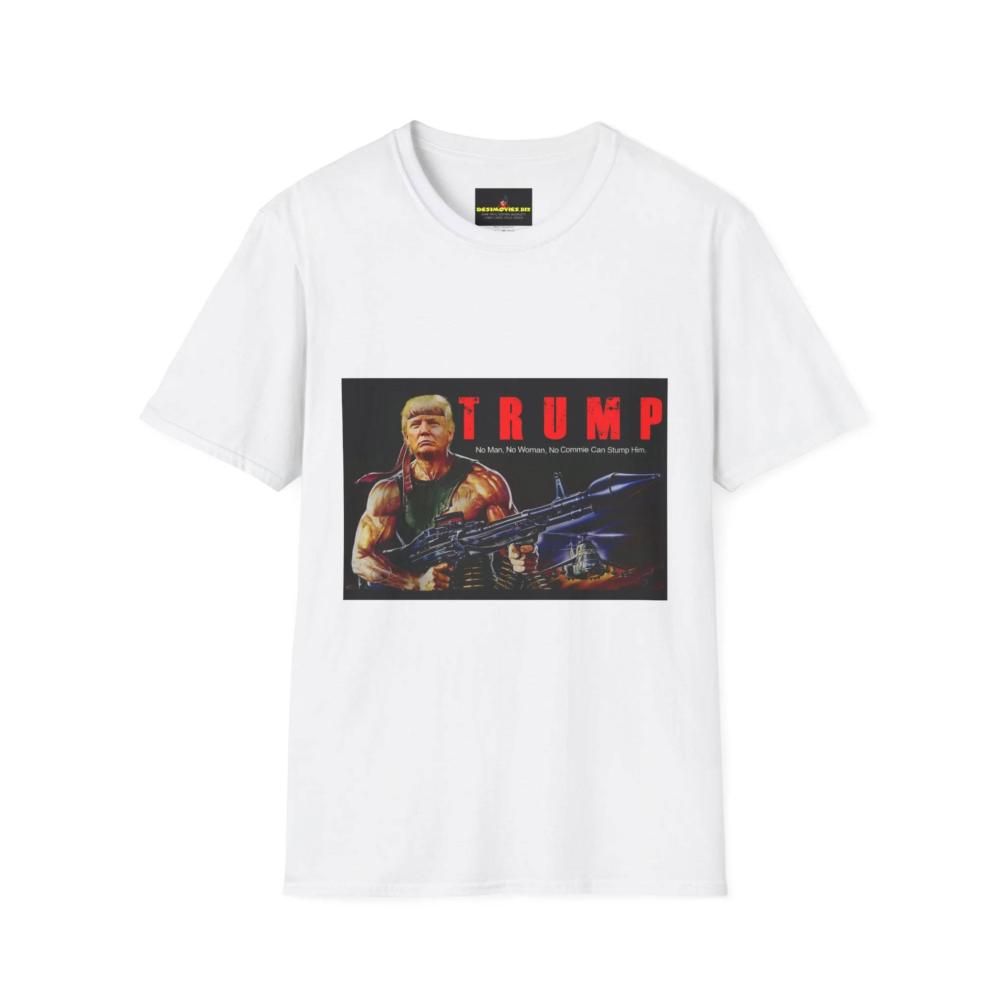 Rambo Trump Graphic T-Shirt — Patriotic Cartoon President Design - Image 2