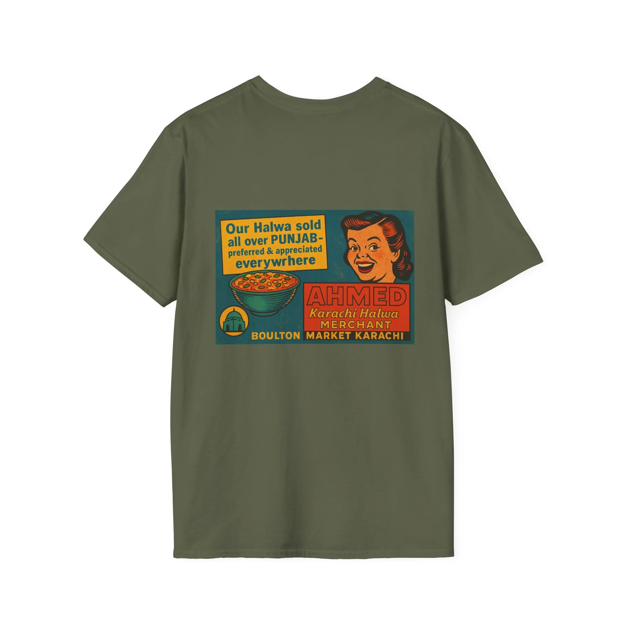Vintage Karachi Halwa Retro T-Shirt — Ahmed Halva Market Graphic Tee - Image 11
