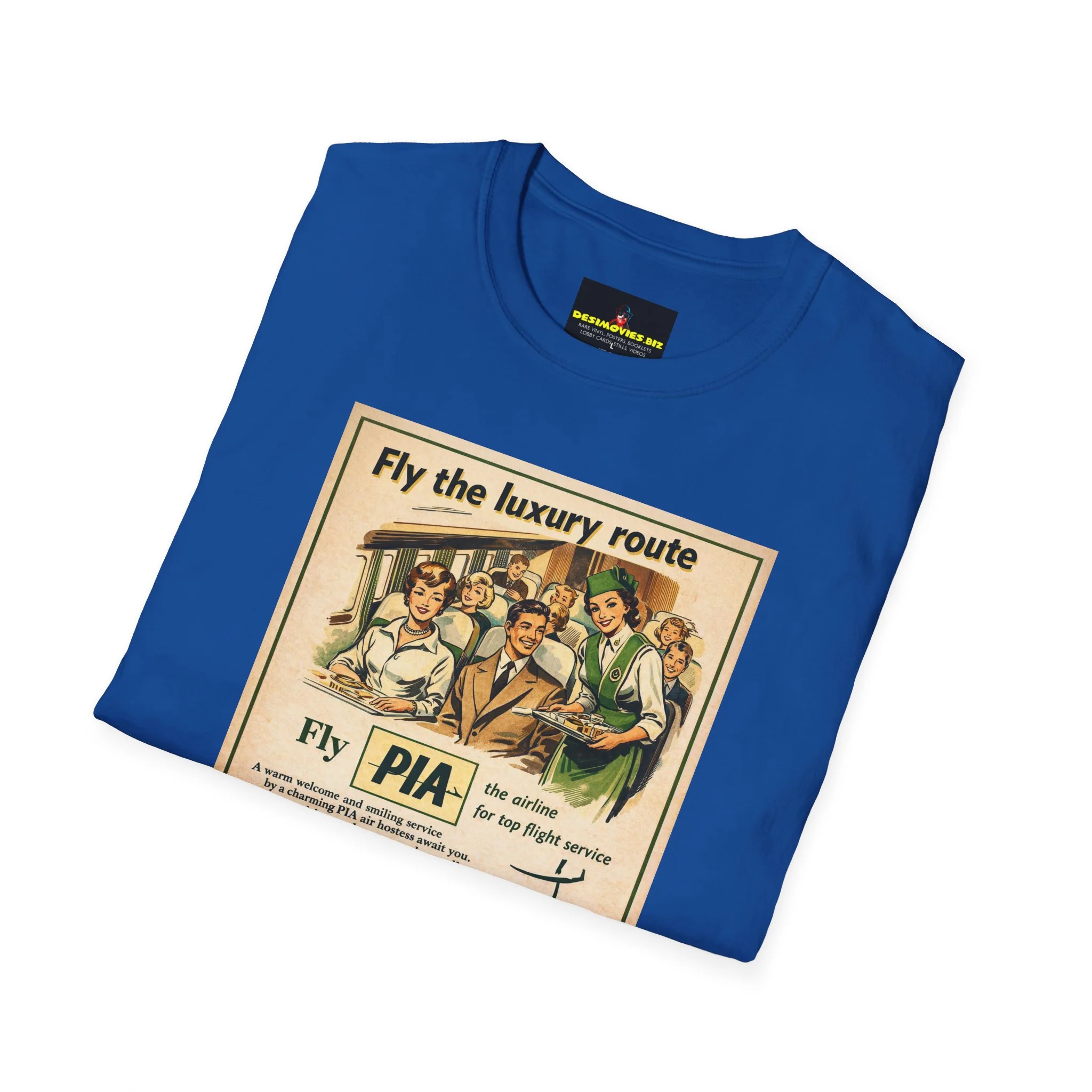 Vintage PIA Airlines Poster T-Shirt — Retro Travel Graphic Tee - Image 16